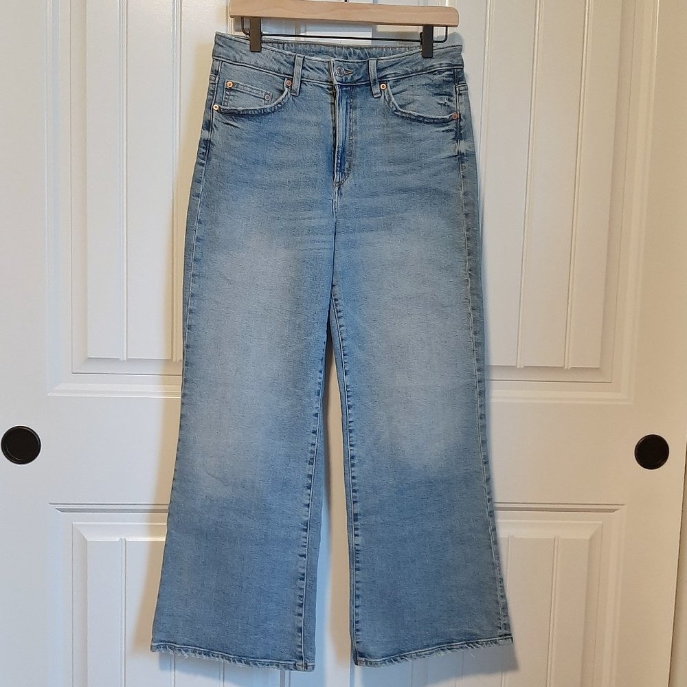 H&M Wide Leg High Rise Light Blue Denim Jeans SZ 30